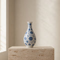 Zen blue and white porcelain bud vase - hand-painted cobalt